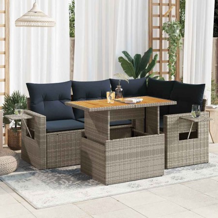 Juego de sofás jardín con cojines 5 pzas ratán sintético gris von , Gartensets - Ref: Foro24-3327148, Preis: 425,76 €, Rabatt: %