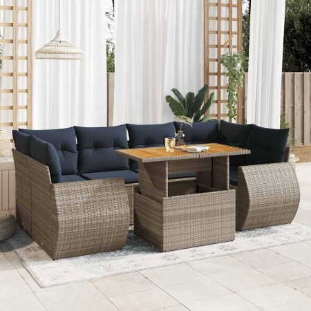 Set de sofás de jardín 7 pzas con cojines ratán sintético gris by , Garden sets - Ref: Foro24-3327232, Price: 591,51 €, Disco...