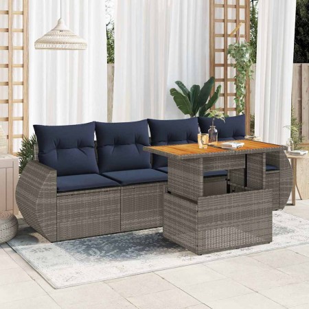 Juego de sofás jardín con cojines 5 pzas ratán sintético gris | Foro24.es | Tu tienda online para hogar, jardín y más Foro24.es