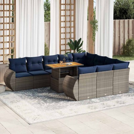 Set de sofás de jardín 11 pzas y cojines ratán sintético gris | Foro24.es | Tu tienda online para hogar, jardín y más Foro24.es
