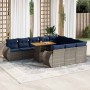 Set de sofás de jardín 11 pzas y cojines ratán sintético gris | Foro24.es | Tu tienda online para hogar, jardín y más Foro24.es