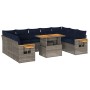 Set sofás jardín y cojines 10 pzas ratán sintético acacia gris by , Garden sets - Ref: Foro24-3327645, Price: 796,07 €, Disco...