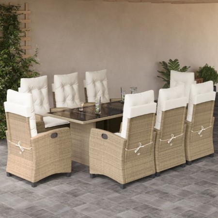 Set comedor de jardín 9 pzas con cojines ratán sintético beige von , Gartensets - Ref: Foro24-3212694, Preis: 1,00 €, Rabatt: %