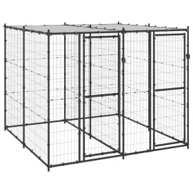 Perrera de exterior de acero con techo 4,84 m² by vidaXL, Dog kennels and fences - Ref: Foro24-3082249, Price: 387,71 €, Disc...