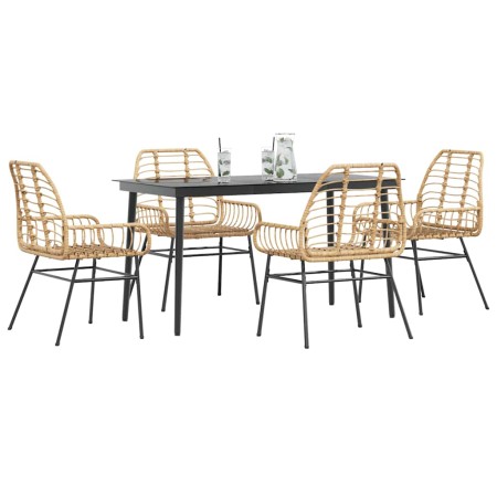 Juego de comedor jardín 5 piezas ratán sintético marrón de , Conjuntos de jardín - Ref: Foro24-3334445, Precio: 364,21 €, Des...