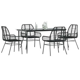Juego de comedor jardín 5 piezas ratán sintético vidrio negro by , Garden sets - Ref: Foro24-3334439, Price: 375,62 €, Discou...
