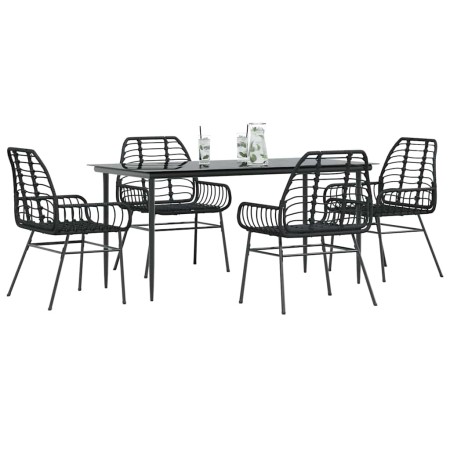 Juego de comedor jardín 5 piezas ratán sintético vidrio negro de , Conjuntos de jardín - Ref: Foro24-3334439, Precio: 375,62 ...