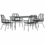 Juego de comedor jardín 5 piezas ratán sintético vidrio negro de , Conjuntos de jardín - Ref: Foro24-3334439, Precio: 375,62 ...