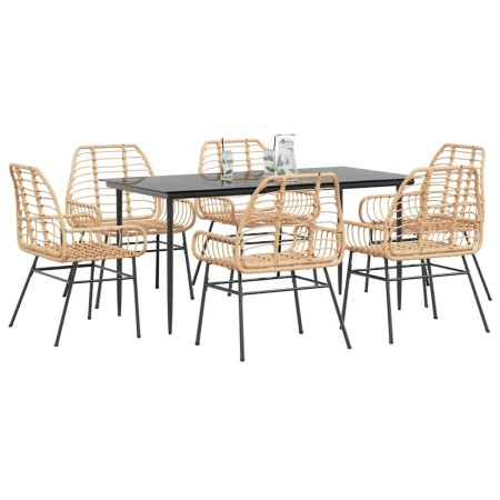 Juego de comedor de jardín 7 pzas ratán PE marrón de , Conjuntos de jardín - Ref: Foro24-3334447, Precio: 499,20 €, Descuento: %