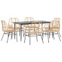 Juego de comedor de jardín 7 pzas ratán PE marrón de , Conjuntos de jardín - Ref: Foro24-3334447, Precio: 499,20 €, Descuento: %