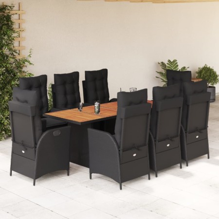 Set de comedor de jardín 9 pzas y cojines ratán sintético negro by , Garden sets - Ref: Foro24-3213140, Price: 1,00 €, Discou...