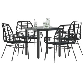 Juego de comedor jardín 5 piezas ratán sintético vidrio negro de , Conjuntos de jardín - Ref: Foro24-3334535, Precio: 309,40 ...