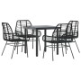 Juego de comedor jardín 5 piezas ratán sintético vidrio negro by , Garden sets - Ref: Foro24-3334535, Price: 309,40 €, Discou...