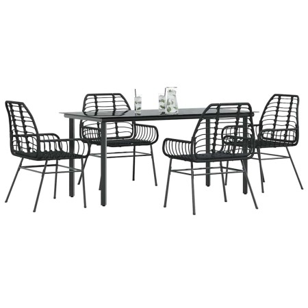 Juego de comedor jardín 5 piezas ratán sintético vidrio negro by , Garden sets - Ref: Foro24-3334537, Price: 356,87 €, Discou...