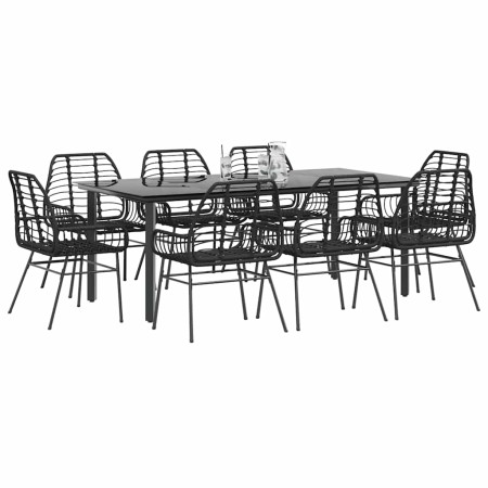 Juego de comedor jardín 9 piezas ratán polivinílico negro by , Garden sets - Ref: Foro24-3334540, Price: 640,88 €, Discount: %