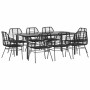 Juego de comedor jardín 9 piezas ratán polivinílico negro de , Conjuntos de jardín - Ref: Foro24-3334540, Precio: 600,27 €