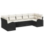 Conjunto de sofá de jardín 7 pcs Negro Poliratán