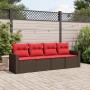 Set de sofás de jardín 4 pzas y cojines ratán sintético marrón von , Modulare Sofas für den Außenbereich - Ref: Foro24-325102...