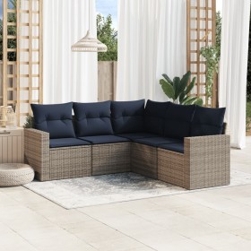Set de sofás de jardín 5 pzas con cojines ratán sintético gris von , Modulare Sofas für den Außenbereich - Ref: Foro24-325128...