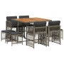 Set comedor jardín 9 pzas y cojines ratán sintético gris by , Garden sets - Ref: Foro24-3210962, Price: 382,94 €, Discount: %