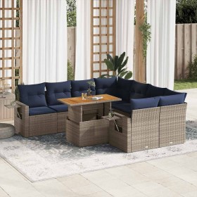 Set de sofás de jardín con cojines 9 pzas ratán sintético gris von , Gartensets - Ref: Foro24-3327134, Preis: 720,75 €, Rabat...