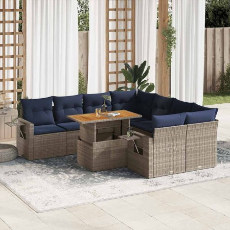 Set de sofás de jardín con cojines 9 pzas ratán sintético gris von , Gartensets - Ref: Foro24-3327134, Preis: 720,75 €, Rabat...