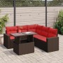 Juego Sofá Jardín 6 Piezas con Cojines Marrón Poli Ratán Acacia by , Garden sets - Ref: Foro24-3326325, Price: 487,88 €, Disc...