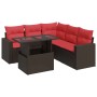 Juego Sofá Jardín 6 Piezas con Cojines Marrón Poli Ratán Acacia by , Garden sets - Ref: Foro24-3326325, Price: 487,88 €, Disc...