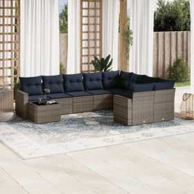 Set de sofás de jardín 10 pzas con cojines ratán sintético gris by , Garden sets - Ref: Foro24-3219451, Price: 712,45 €, Disc...