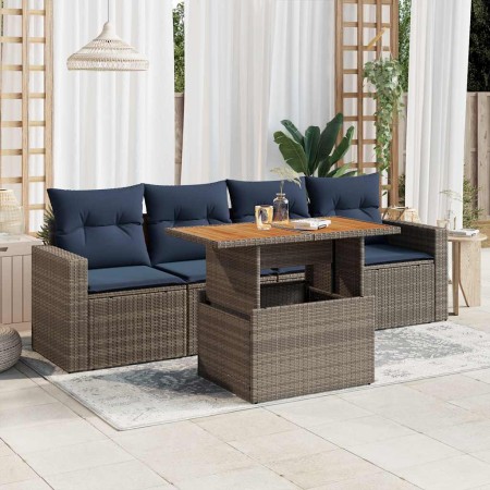 Juego de sofás jardín con cojines 5 pzas ratán sintético gris von , Gartensets - Ref: Foro24-3326987, Preis: 385,05 €, Rabatt: %