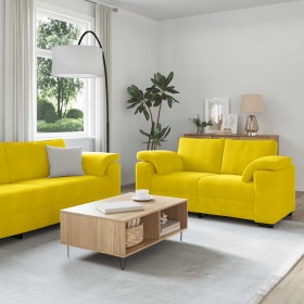 Juego de sofás con cojines 3 piezas terciopelo amarillo by , Sofas - Ref: Foro24-3324673, Price: 644,23 €, Discount: %
