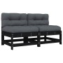 Sofás centrales con cojines 2 uds madera maciza de pino negro by , Modular outdoor sofas - Ref: Foro24-825580, Price: 205,07 ...