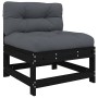 Sofás centrales con cojines 2 uds madera maciza de pino negro by , Modular outdoor sofas - Ref: Foro24-825580, Price: 205,07 ...