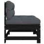 Sofás centrales con cojines 2 uds madera maciza de pino negro by , Modular outdoor sofas - Ref: Foro24-825580, Price: 205,07 ...