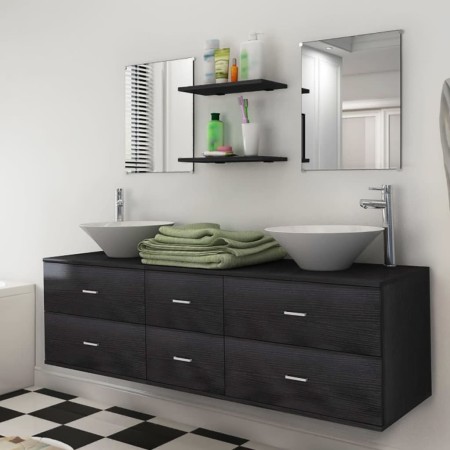 Conjunto de muebles de baño con lavabo y grifo 9 piezas negro von , Badezimmermöbel - Ref: Foro24-273689, Preis: 471,80 €, Ra...