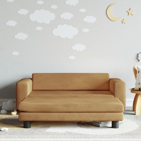 Sofá para niños con reposapiés terciopelo marrón 100x50x30 cm von , Baby- und Kleinkindmöbel - Ref: Foro24-3196412, Preis: 15...