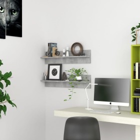Estante de pared 2 uds contrachapado gris hormigón 80x11,5x18cm von , Regale und Regale - Ref: Foro24-807341, Preis: 27,41 €,...