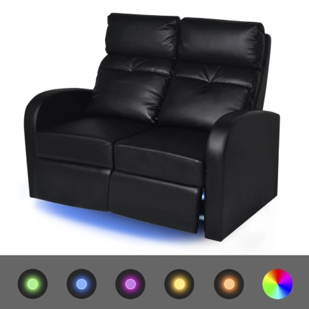 Sillón de 2 plazas con LED cuero sintético negro | Foro24.es | Tu tienda online para hogar, jardín y más Foro24.es