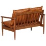 Sofá de 2 plazas cuero auténtico con madera de acacia marrón by , Sofas - Ref: Foro24-246482, Price: 396,58 €, Discount: %