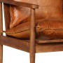 Sofá de 2 plazas cuero auténtico con madera de acacia marrón by , Sofas - Ref: Foro24-246482, Price: 396,58 €, Discount: %