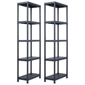 Estantería de plástico 2 unidades 125 kg 60x30x180 cm negro von , Industrieregale - Ref: Foro24-276257, Preis: 91,44 €, Rabat...
