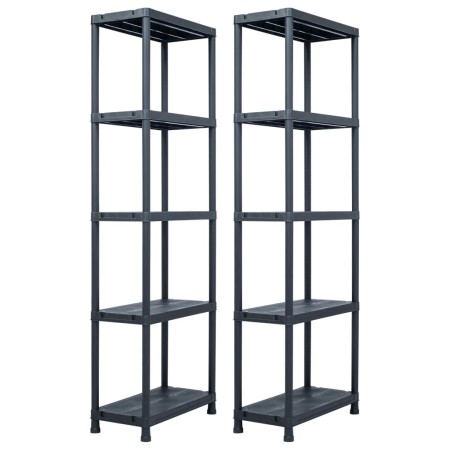 Estantería de plástico 2 unidades 125 kg 60x30x180 cm negro by , Industrial shelving - Ref: Foro24-276257, Price: 91,44 €, Di...