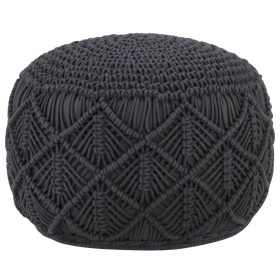 Puf de macramé hecho a mano algodón gris