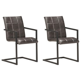 Sillas voladizas de comedor 2 unidades cuero auténtico gris by , dining chairs - Ref: Foro24-321854, Price: 276,41 €, Discoun...