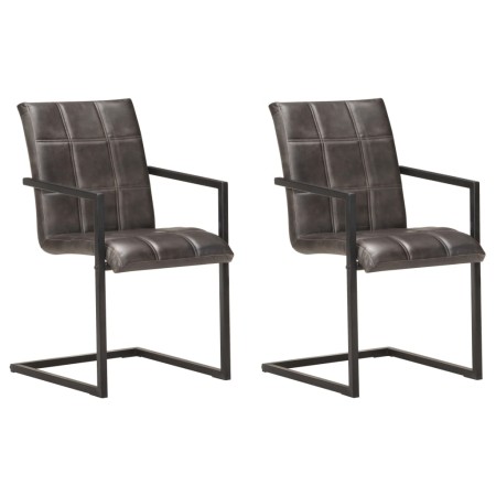 Sillas voladizas de comedor 2 unidades cuero auténtico gris by , dining chairs - Ref: Foro24-321854, Price: 276,41 €, Discoun...