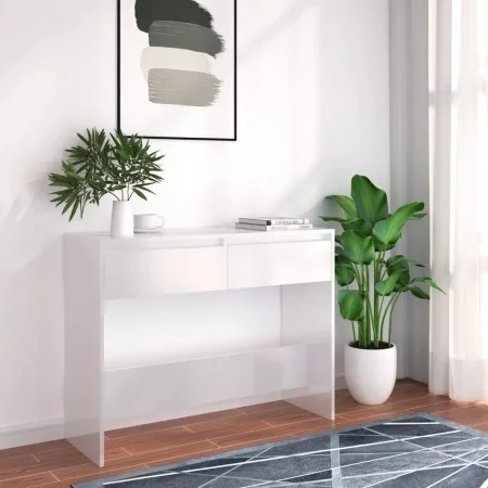 Weißer Konsolentisch aus Holzwerkstoff, 100 x 35 x 76,5 cm von vidaXL, Seitentische - Ref: Foro24-809836, Preis: 67,99 €, Rab...