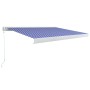 Toldo de carrete manual azul y blanco 450x300 cm by , Awnings - Ref: Foro24-3052677, Price: 545,21 €, Discount: %