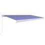 Toldo de carrete manual azul y blanco 500x300 cm by , Awnings - Ref: Foro24-3052680, Price: 652,73 €, Discount: %