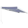Toldo de carrete manual azul y blanco 500x300 cm by , Awnings - Ref: Foro24-3052680, Price: 652,73 €, Discount: %