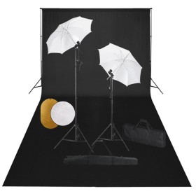 Kit estudio fotográfico lámparas sombrillas fondo y reflector de , Flashes e iluminaciones de estudio - Ref: Foro24-3067077, ...